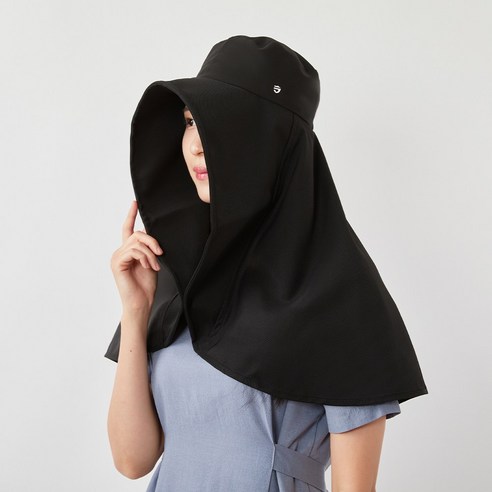 3초쿨 대형 햇빛가리개 넥숄더 플랩캡 트레킹 아쿠아 물놀이 등산 캠핑 여행 벙거지, 블랙