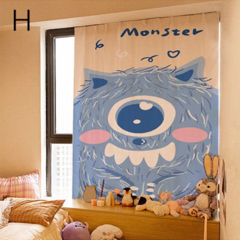 LONGNA 가리개 커튼 찍찍이 부착형 주방 창문 도어커튼 인테리어, I, 70*120cm