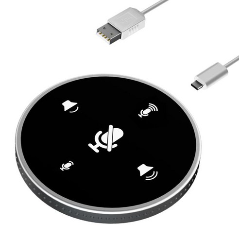YUJIAN Y02 USB 회의용 마이크(스피커 포함) 360° 무지향성 마이크(데스크탑 컴퓨터용 음소거 포함), 하얀, 808, 금속