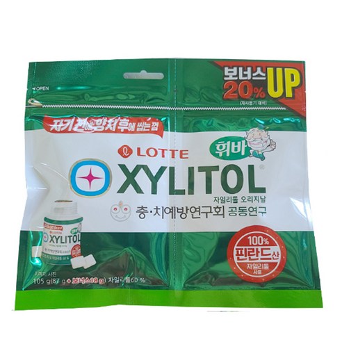 롯데자일리톨 오리지날 껌 리필, 105g, 2개