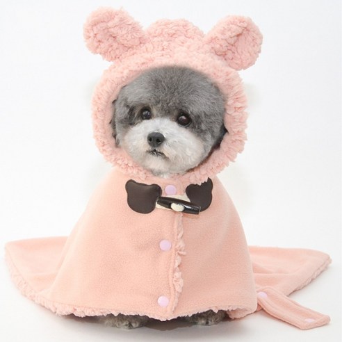 리치독스 강아지 고양이 숄 케이프 스카프 방석 겨울옷 망토 애니멀망토담요 M, 핑크