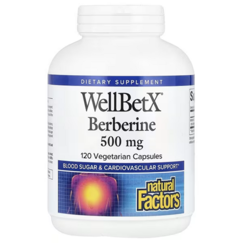 네추럴팩터스 베르베린 500mg 베지테리안 캡슐 글루텐 프리 무설탕 비건, 120정, 2개