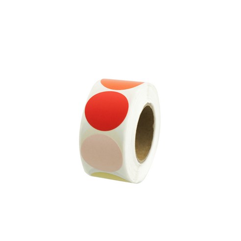 디어플레이스 컬러 롤스티커 500매 2.5cm, 1롤, 10.원형_8색