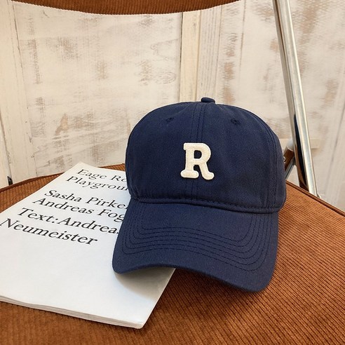 모자 여성 모자 트렌디 브랜드 페이스 보여주는 작은 R 편지 태양 모자 봄과 여름 새로운 힙합 남자 야구 모자, 다크 블루
