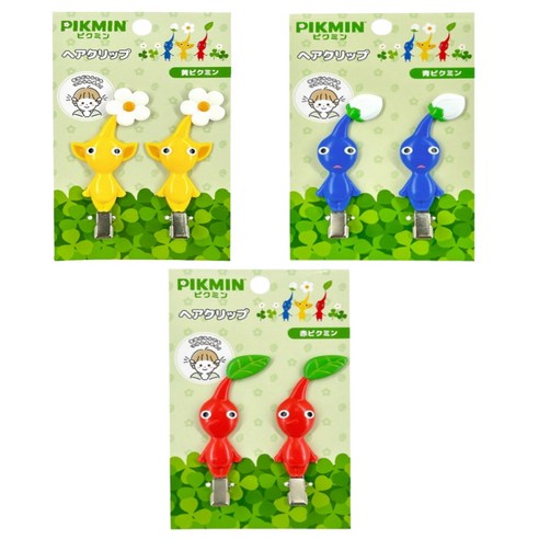 피크민 헤어핀 집게 집게핀 앞머리핀 헤어 클립 닌텐도 정품 굿즈 PIKMIN HAIR PIN, 2개입