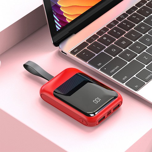 PYHO 휴대용충전기 20000mAh 보조배터리 일체형 멀티단자, 레드, 881-20000mAh