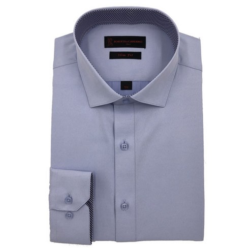 로베르따셔츠 남성용 CP 솔리드 슬림핏 블루 긴소매 셔츠 RK1-352-2