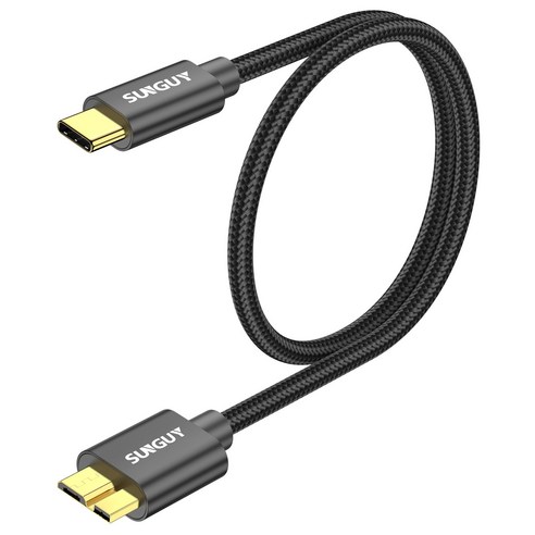 SUNGUY USB C타입 to 마이크로B 외장하드 케이블 10Gbps, 1개, 블랙, 0.5m
