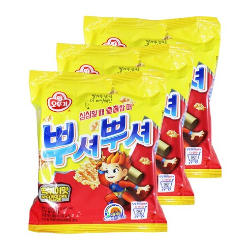 오뚜기 뿌셔뿌셔 떡볶이맛 90g 3개 스낵 과자 간식 라면