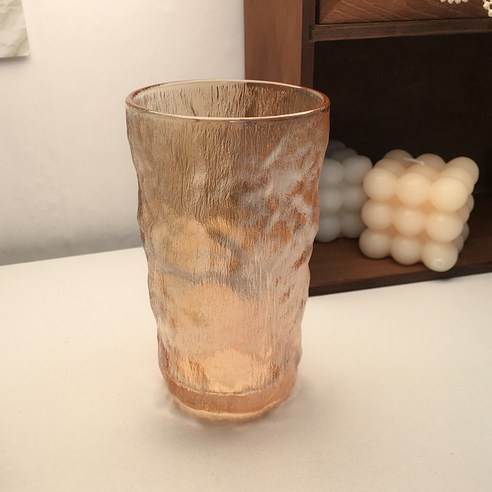 DFMEI 새로운 빙하 패턴 유리 북유럽 레스토랑 주스 컵 거품 물 컵 커피 컵 크리 에이 티브 나무 껍질 컵, DFMEI 높은 앰버 370ml