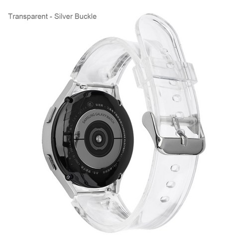 부드러운 투명 TPU 실리콘 스트랩 삼성 갤럭시 시계 4 클래식 46mm 42mm/44mm 40mm Smartwatch 밴드 곡선 엔드 시계 밴드, Transparent-Silver, watch 4 classic 46mm