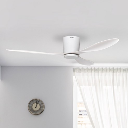 팬앤코 미니 레나 실링팬 천장선풍기 저소음 날개 BLDC 리모컨 낮은 층고용, 44인치 본체 블랙+날개 우드