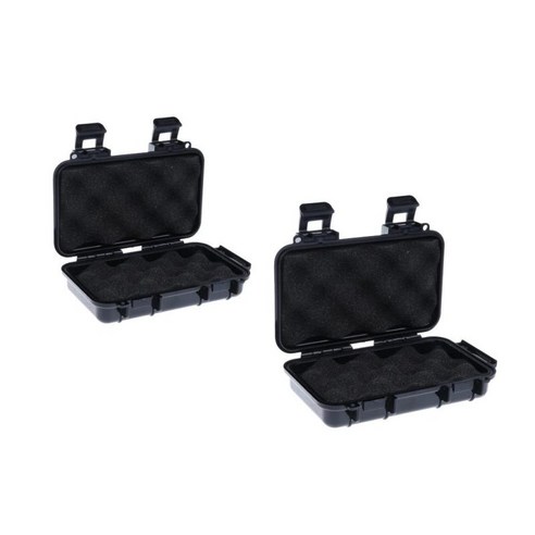 2pcs 야외 충격 방지 밀폐 방수 상자 컨테이너 보관 케이스 크기 S + L, 블랙, S L, 플라스틱 ABS