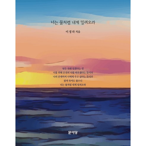   너는 물처럼 내게 밀려오라(리커버), 문이당, 이정하