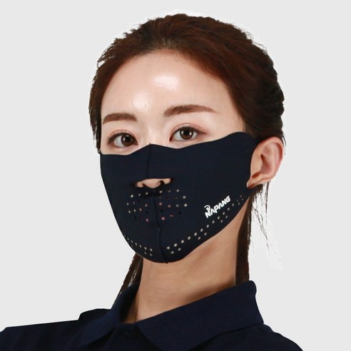 네이팡 슬림 에어홀 남녀공용 자외선 차단 스포츠 운동 안면 입체 쿨링 마스크, 네이비