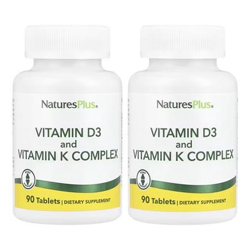 NaturesPlus, 비타민D3 & K2 / 뼈 관절 면역 항산화 심혈관 건강
