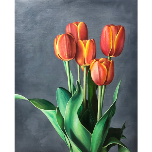유화그리기 diy 보석십자수 40x50cm 세트 꽃 튤립 캔버스 시리즈 10종, 튤립 -7