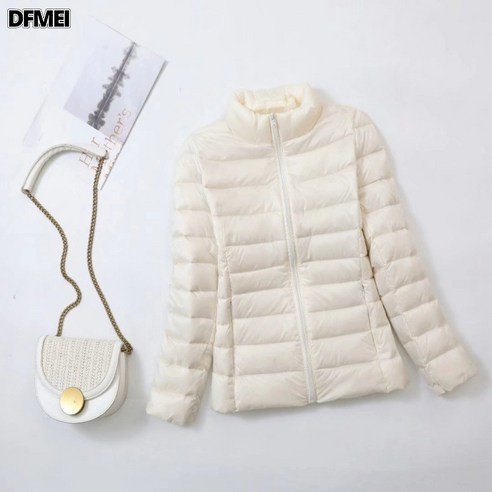 DFMEI 얇은 패딩 여 겨울 숏 화이트 오리털 패션 가을 겨울 오버사이즈 차이나 코트 코오롱경량패딩