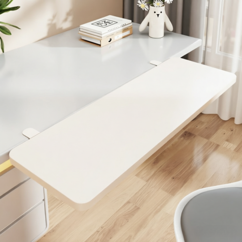 Anystar 폴딩 수납 연장 선반 책상 팔걸이 키보드 받침대, 화이트75*24CM, 1개