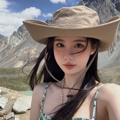 여름 아웃도 차양모 남여공용 등산모자 캠핑모자 카우보이 모자 버킷햇, 카키