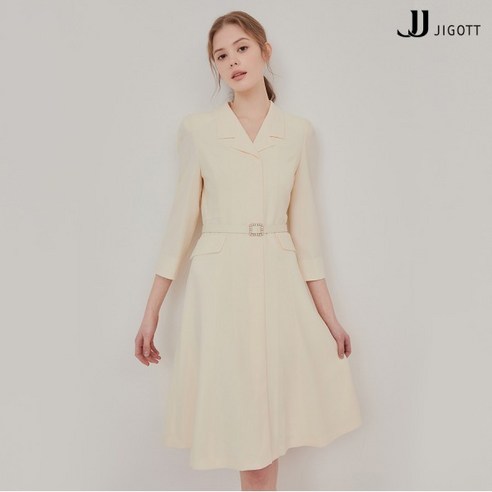 JJ지고트 브이넥 칼라 롤업 플레어 원피스 GM4A0OP30