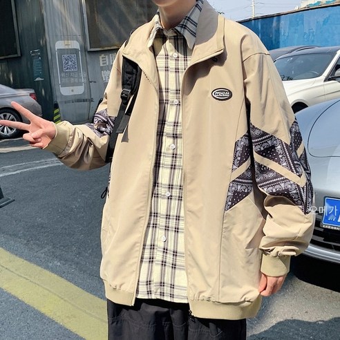 【DF】 가을 겨울 남성 코트 홍콩 스타일 유행 브랜드 workwear 자켓 잘 생긴 탑 캐주얼 유행 바느질 자켓 유행