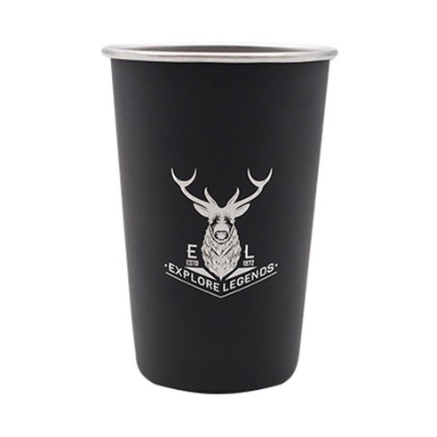 금속 차가운 음료 스 티 맥주 머그잔 500ml 스테인레스 사무실 홈 캠핑을 위해 깨지지 않는, 블랙 A, 10x13cm, 스테인리스 강