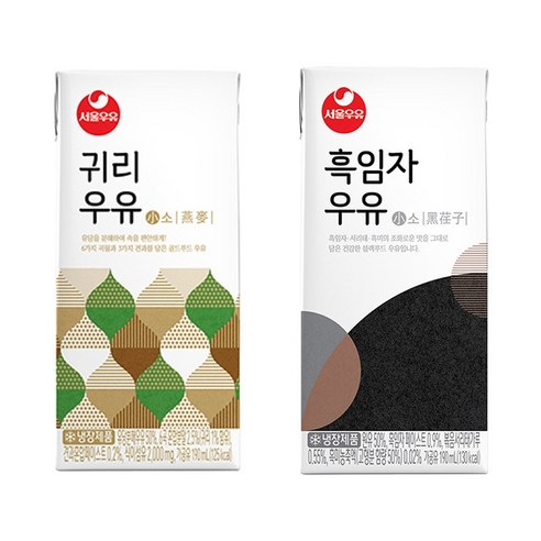서울우유 흑임자우유24팩+귀리우유24팩 190mL X48팩 멀티 2박스, 48팩