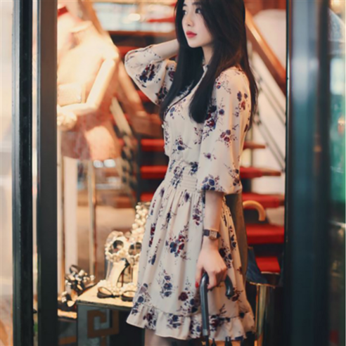 플라워 미니 프릴 빅사이즈 2XL까지 비리본 쉬폰 원피스 쉬폰미니원피스 플라워 미니 프릴 빅사이즈 2XL까지 비리본 쉬폰 원피스 쉬폰미니원피스
