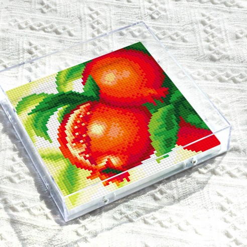 블링블링 인테리어 액자형 보석십자수 (AB+원형) 17x17cm 소품 소형 아크릴, BLAF-050 (석류), 1개