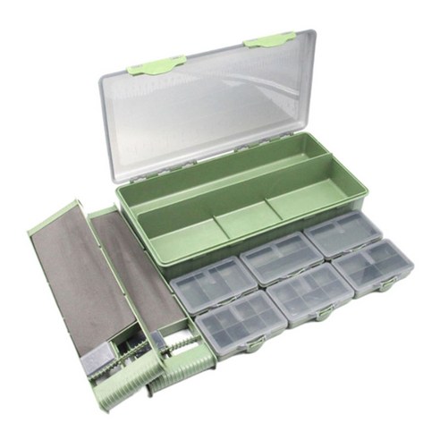 낚시 미끼 후크 샷 라인을위한 낚시 터미널 태클 박스 시스템, 34x18x6cm, 플라스틱, 녹색