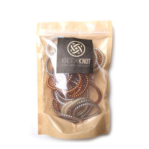 KNOTXKNOT 골드앤실버 메탈스프링 고무줄 30pcs 대용량 머리끈