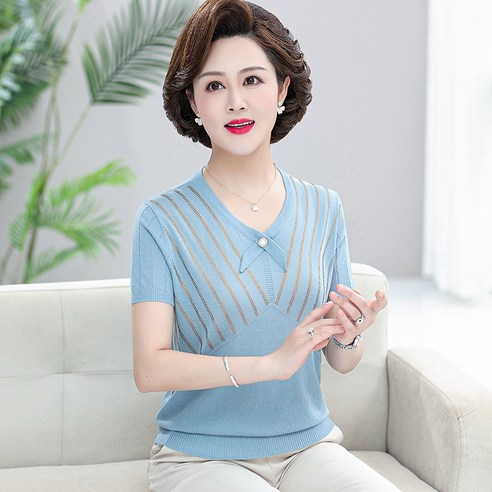 중년 여성을 위한 여름 반팔 냉장고 니트티