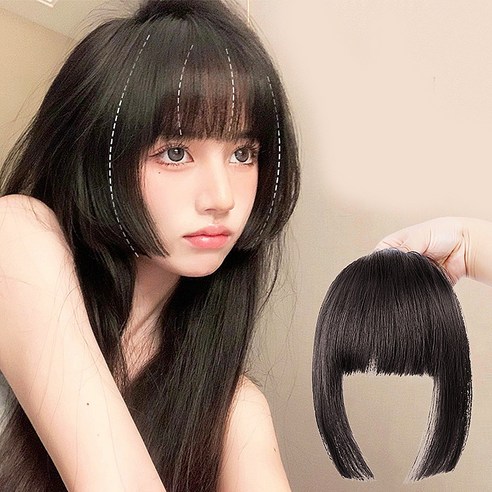 히메컷 가발 앞머리 사이드뱅 옆머리 부분 가발 애교머리 미연 선예 아이린, 옆2p-블랙, 1개