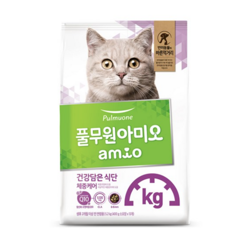 풀무원아미오 고양이 건강담은 식단 기능성 사료, 다이어트(체중관리), 5.2kg, 1개