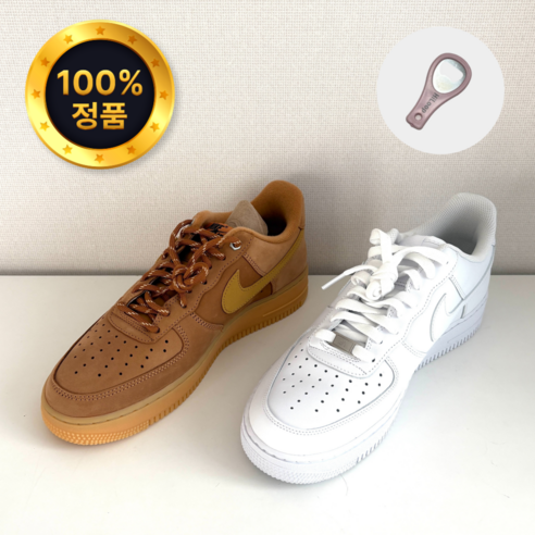 나이키 스니커즈 운동화 패션화 에어포스 1''07 로우화이트 WB플랙스 HP153 하이루프 병따개증정