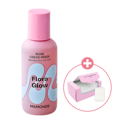 마몽드 플로라 글로우 로즈 리퀴드 마스크 PHA 결광 80ml + 비단결 패드 80매