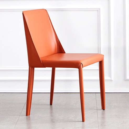 북유럽 식탁 의자 심플하다 현대 가정용 안장 가죽 의자 등받이 의자 호텔 의자 식당 의자 가벼운 사치 식탁 의자, 오렌지색 안장 의자