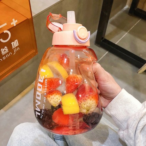 【휴대용 물병】슈퍼 대용량 물 컵 주전자 피트 니스 높은 생긴 밀짚 버킷 공간 컵 물병 내열성 컵, 색깔9