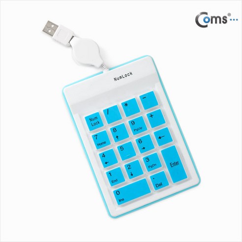 (COMS) USB 자동감김 숫자키패드 Blue/A1580/18 Key A1580