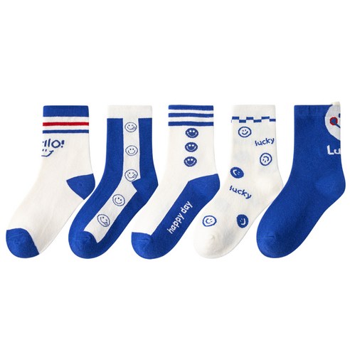 베베로사 남아용 스마일 블루 양말 5종 세트 유아동패션 베베로사 남아용 스마일 블루 양말 5종 세트 유아동패션