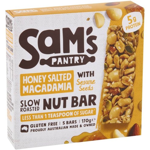 Sam’s Pantry 샘스팬트리 허니 솔티드 마카다미아 너트바 Nut Bar 170g 5개입 3팩, 3개 비카인드너트바 Best Top5