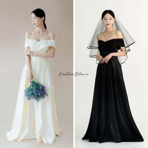 [웨딩나우ㅣ강추] 드레이프 오프숄더 드레스 블랙 [WeddingNOWㅣ추천]
