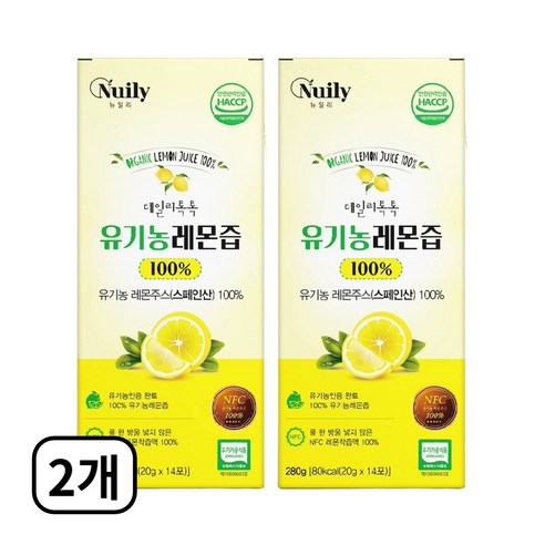 유기농 레몬즙 원액 100% 스틱 NFC 착즙 주스 하이볼 레몬수 레몬물, 2개, 280g