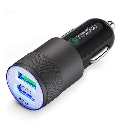 Qc3.0 자동차 충전기 2.4a 스마트 자동차 전화 충전 USB 빠른 충전, QC3.0 2.4A 블랙 (암소 가죽 종이 포장)