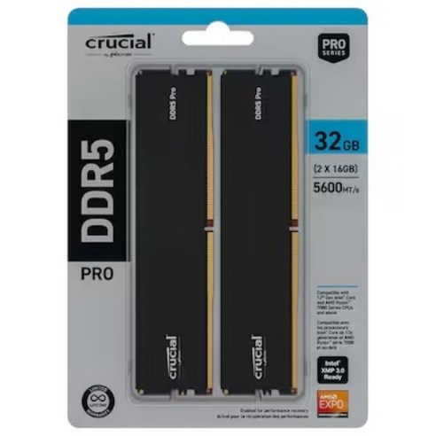 마이크론 Crucial DDR5-5600 CL46 PRO 패키지 대원씨티에스 (32GB(16Gx2)) -M, 2개