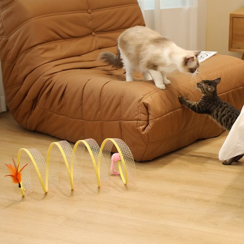 고양이 접이식 스프링 터널 장난감