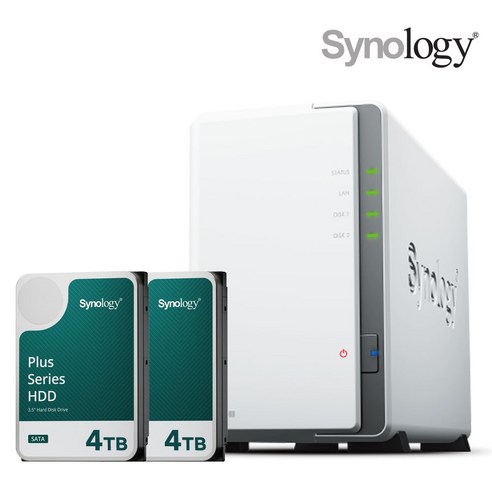 [ 시놀로지 공식총판 ] 시놀로지 나스 DS223j 2Bay NAS HAT3300-4TBX2EA 하드디스크 합본