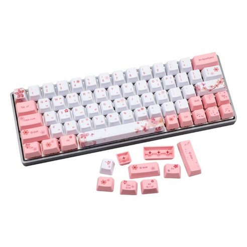 73 KEYS OEM PBT KEYCAPS 전체 세트 기계 키보드 키 캡 PBT 염료 승화 벚꽃 키 캡 한국어 일본어 일본어, 노랑