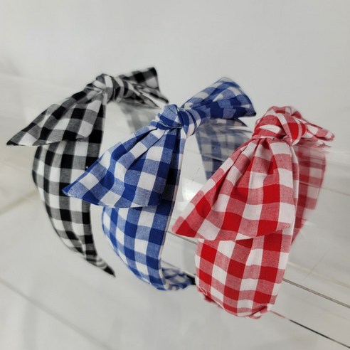 3color 깅엄 코튼 체크 헤어밴드로 답답한 앞머리 고민 없이 산뜻한 스타일 완성